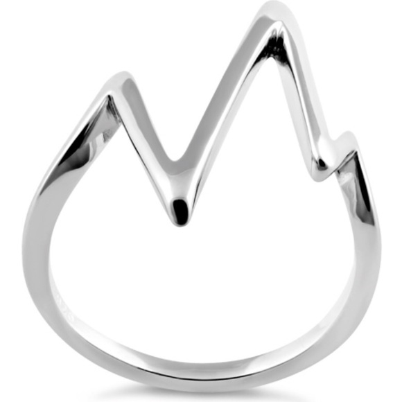Solid 925 Silver Heartbeat Ring - Picture 3 of 4